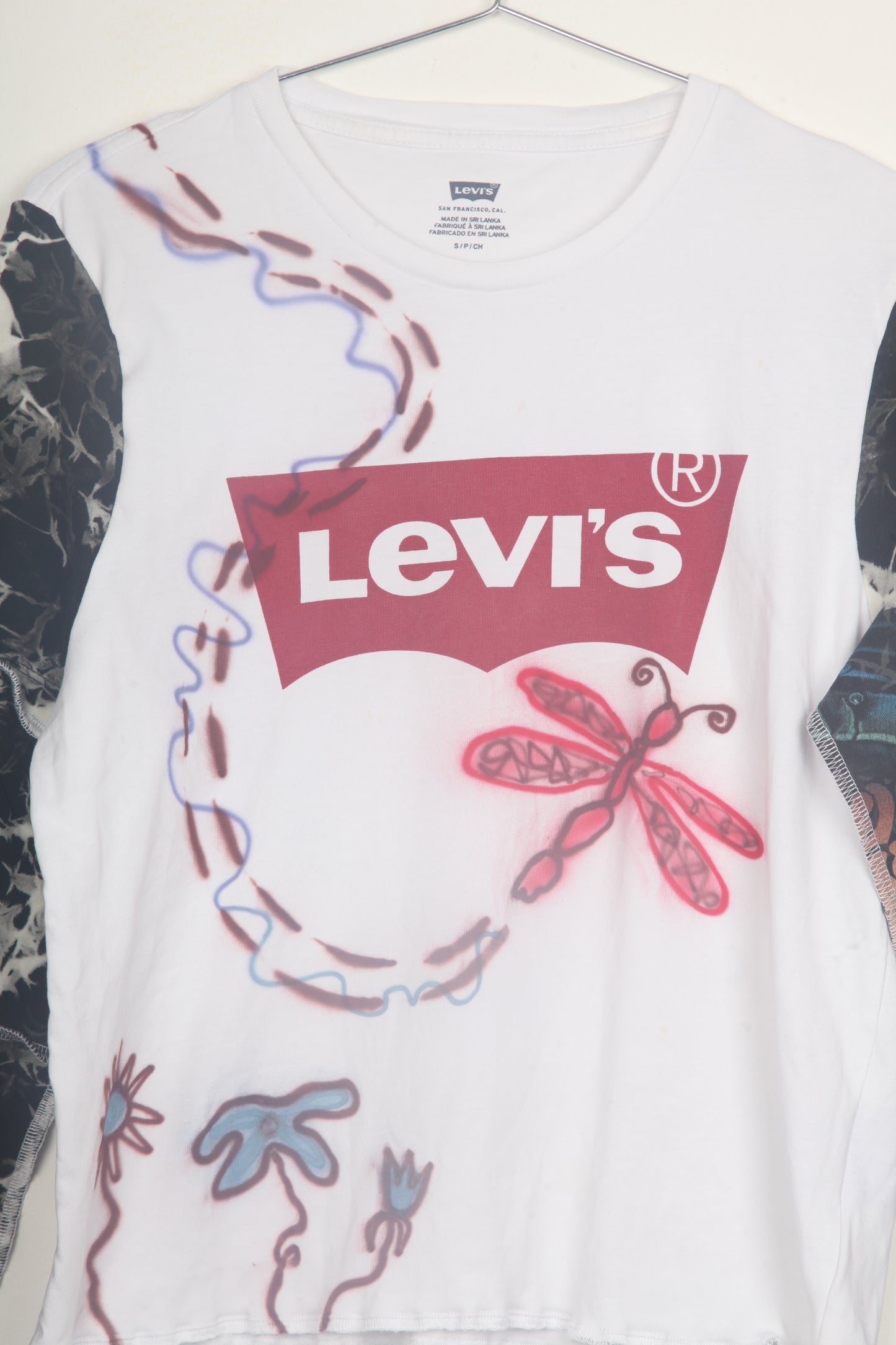 Cut & Sew Long Sleeve Top Graphic Prints (UK10)