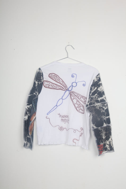 Cut & Sew Long Sleeve Top Graphic Prints (UK10)