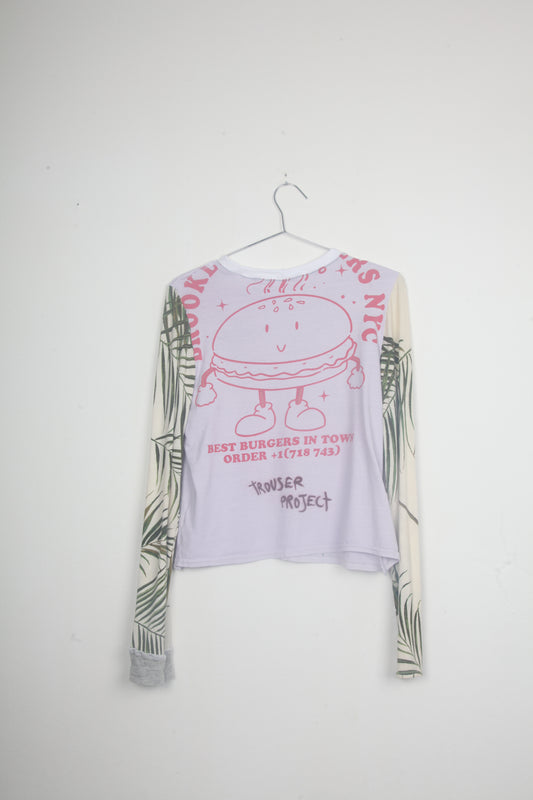 Cut & Sew Long Sleeve Top Graphic Prints (UK12)