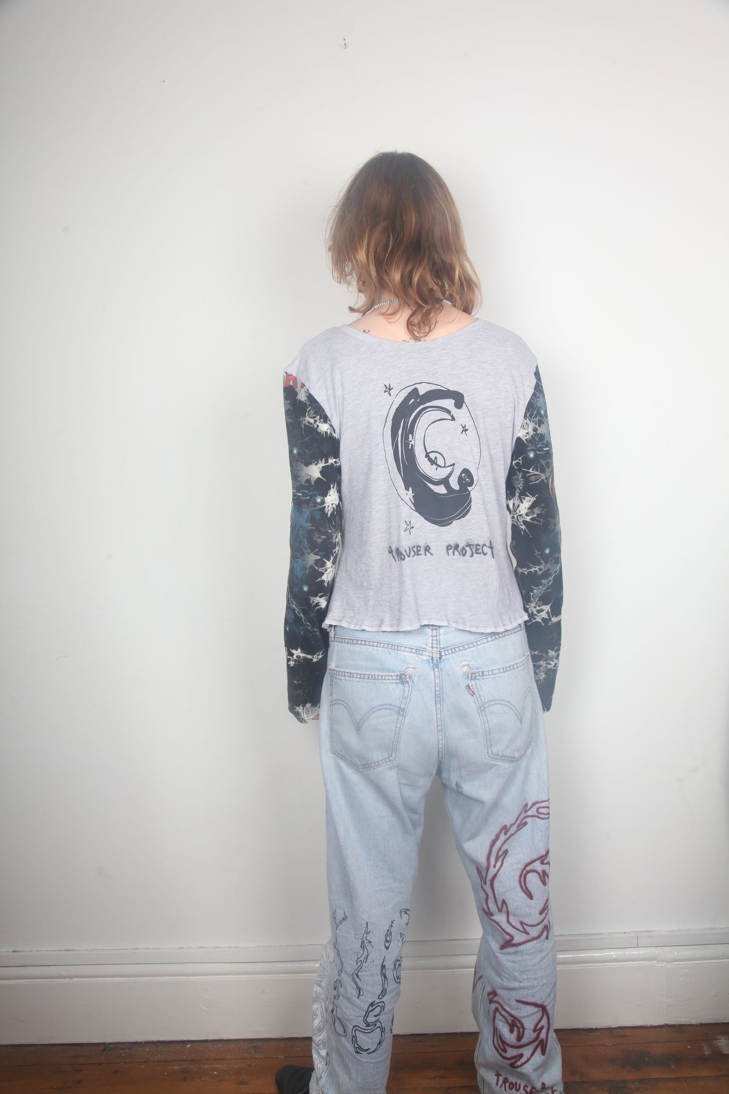 Cut & Sew Long Sleeve Top Graphic Prints (UK12)