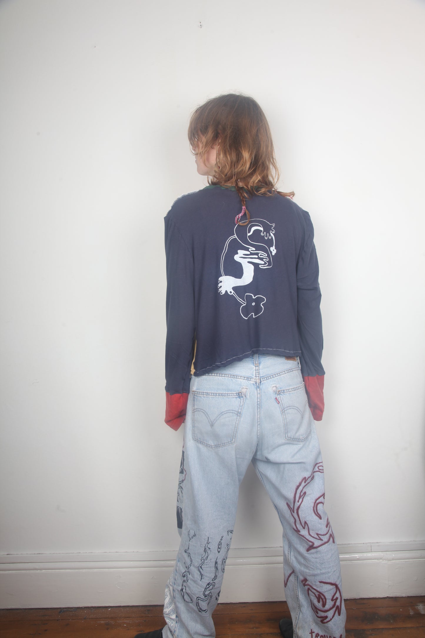 Cut & Sew Long Sleeve Top Graphic Prints (UK16)