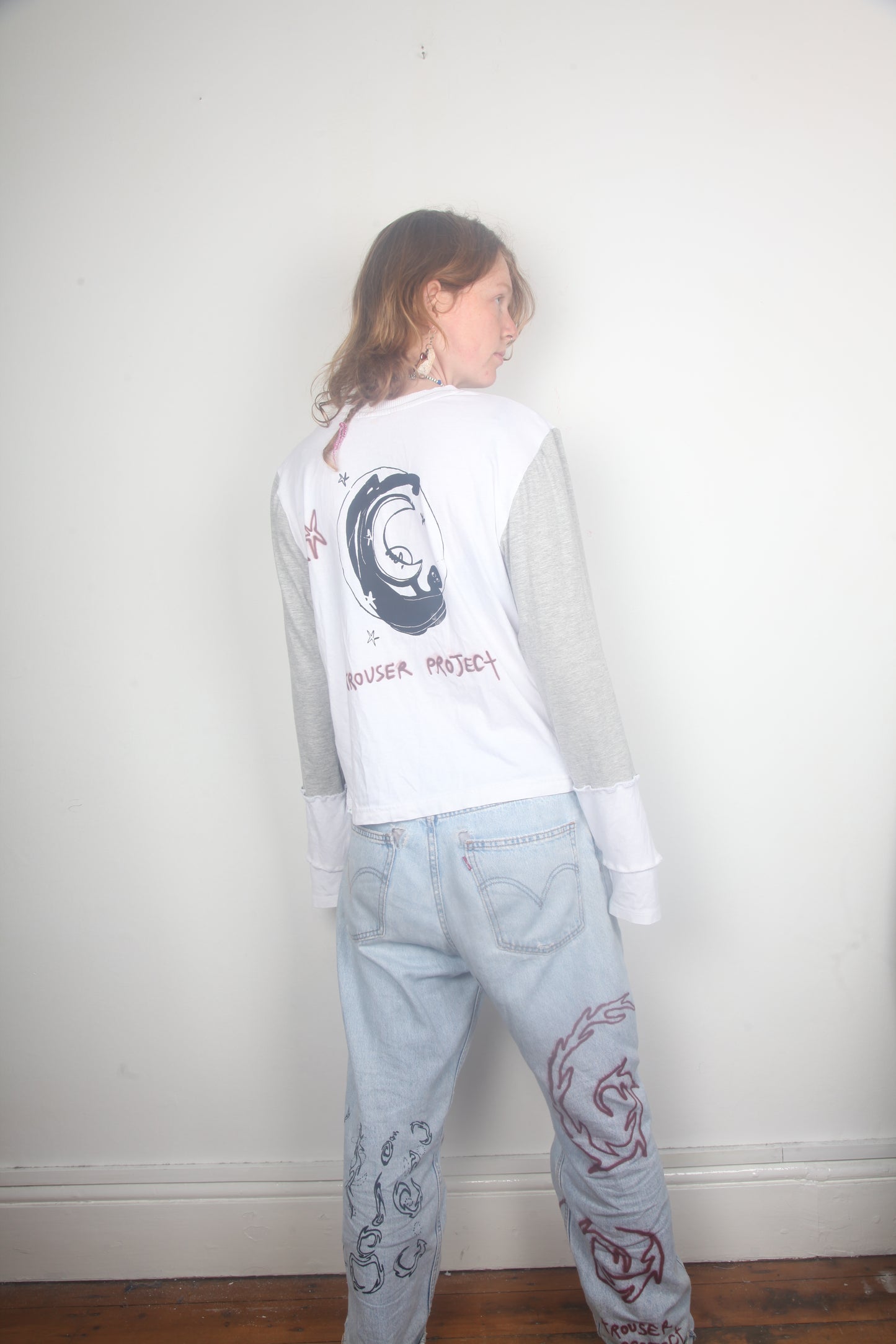 Cut & Sew Long Sleeve Top Graphic Prints (UK14)