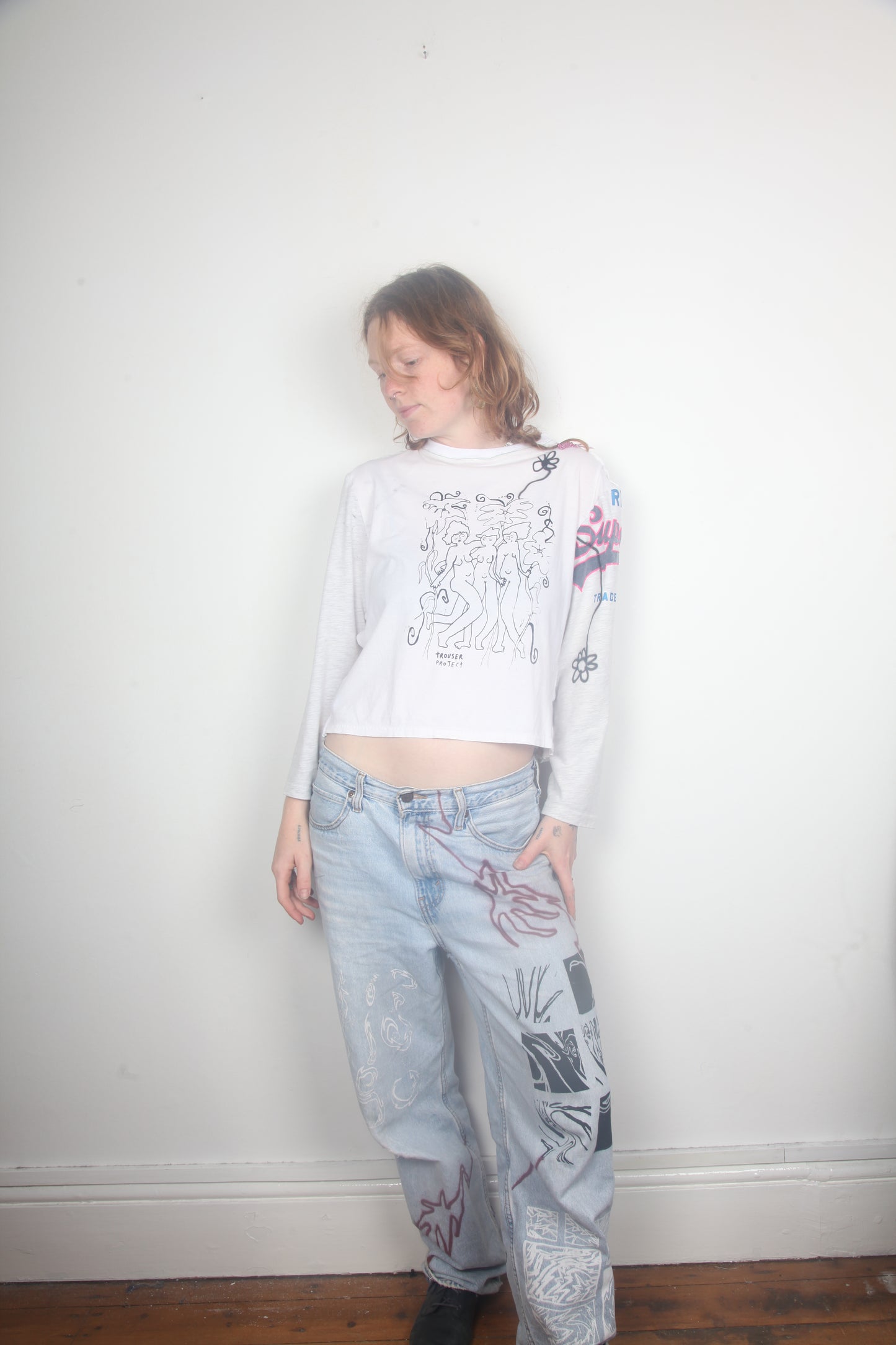Cut & Sew Long Sleeve Top Graphic Prints (UK16)