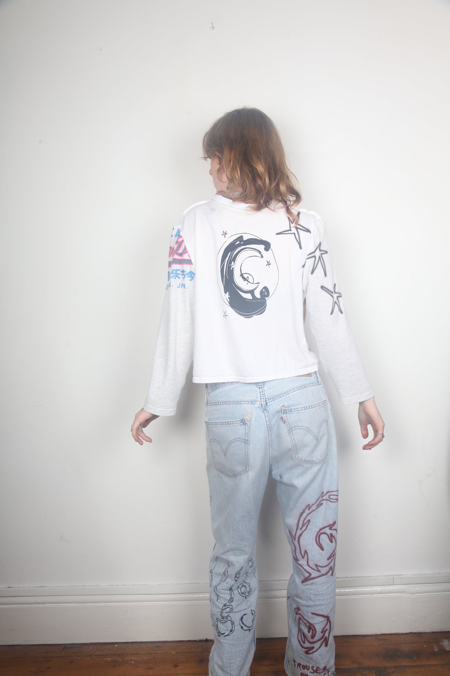 Cut & Sew Long Sleeve Top Graphic Prints (UK16)