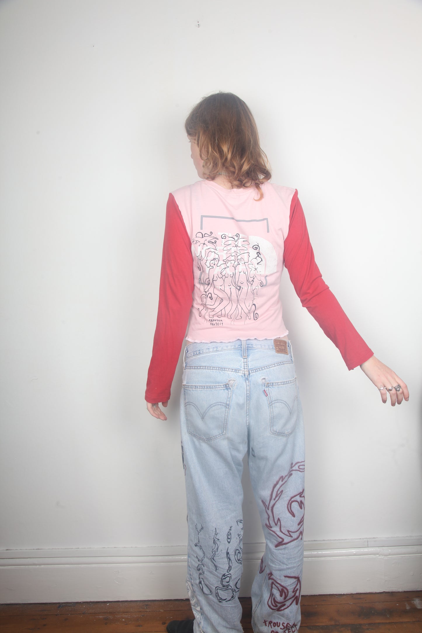 Cut & Sew Long Sleeve Top Graphic Prints (UK10)