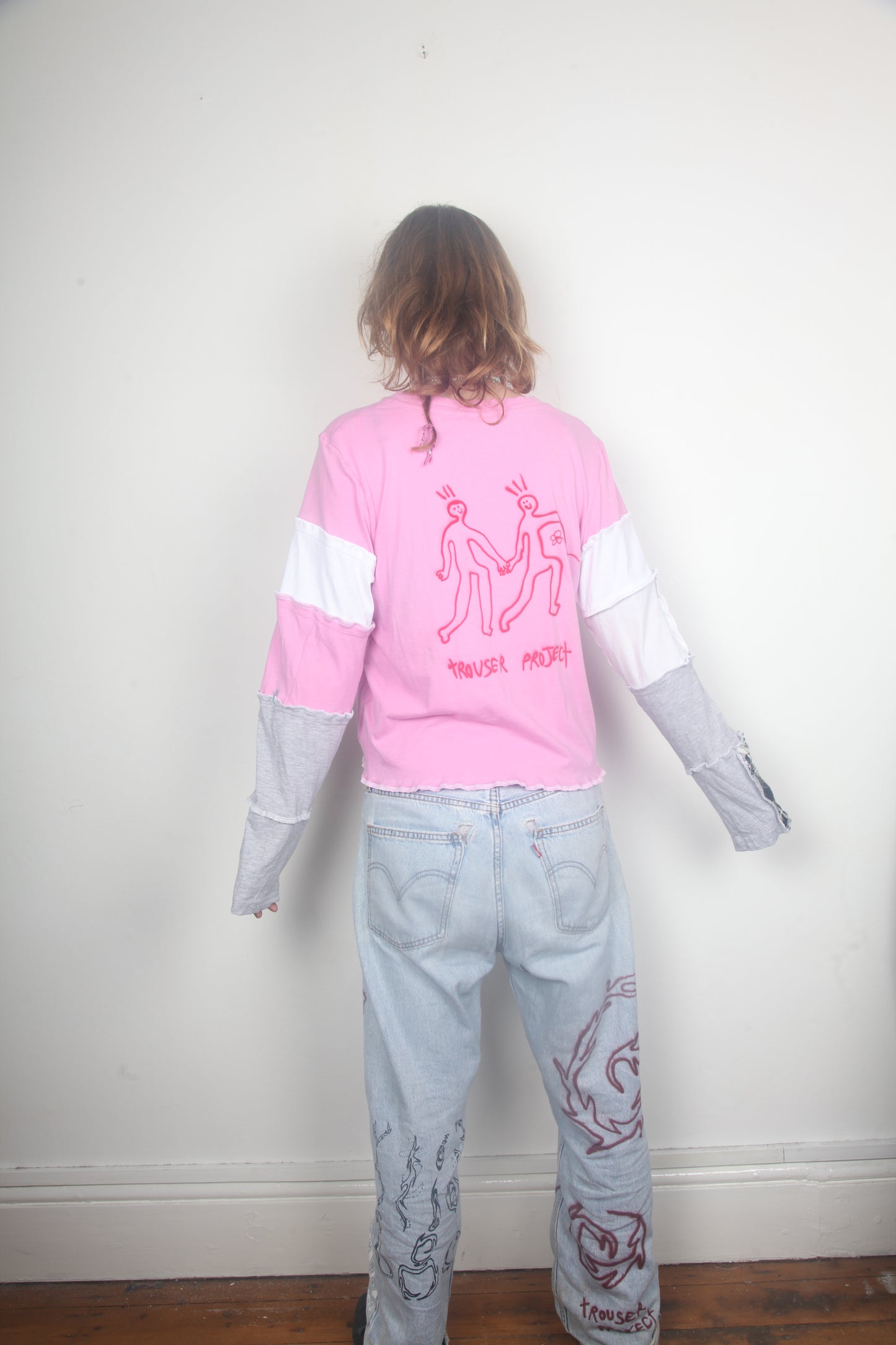 Cut & Sew Long Sleeve Top Graphic Prints (UK14)