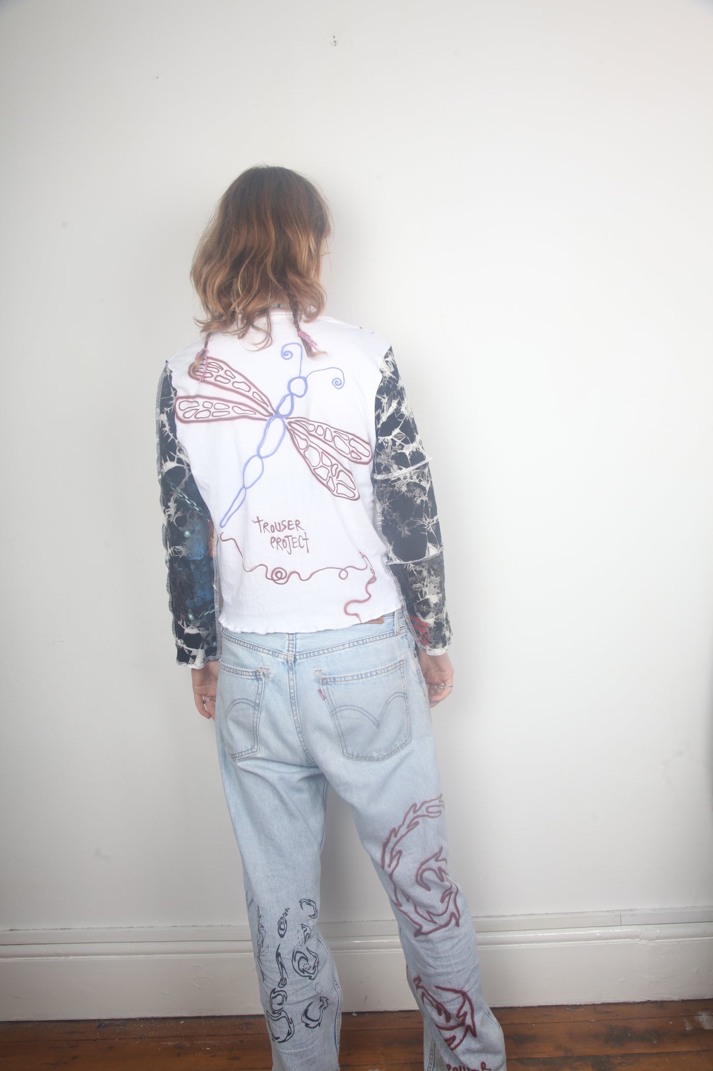 Cut & Sew Long Sleeve Top Graphic Prints (UK10)