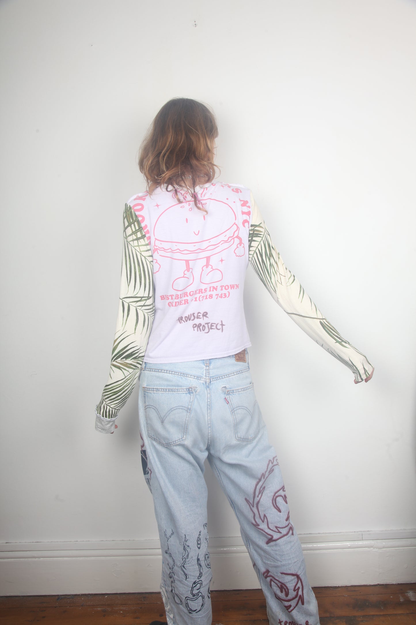 Cut & Sew Long Sleeve Top Graphic Prints (UK12)