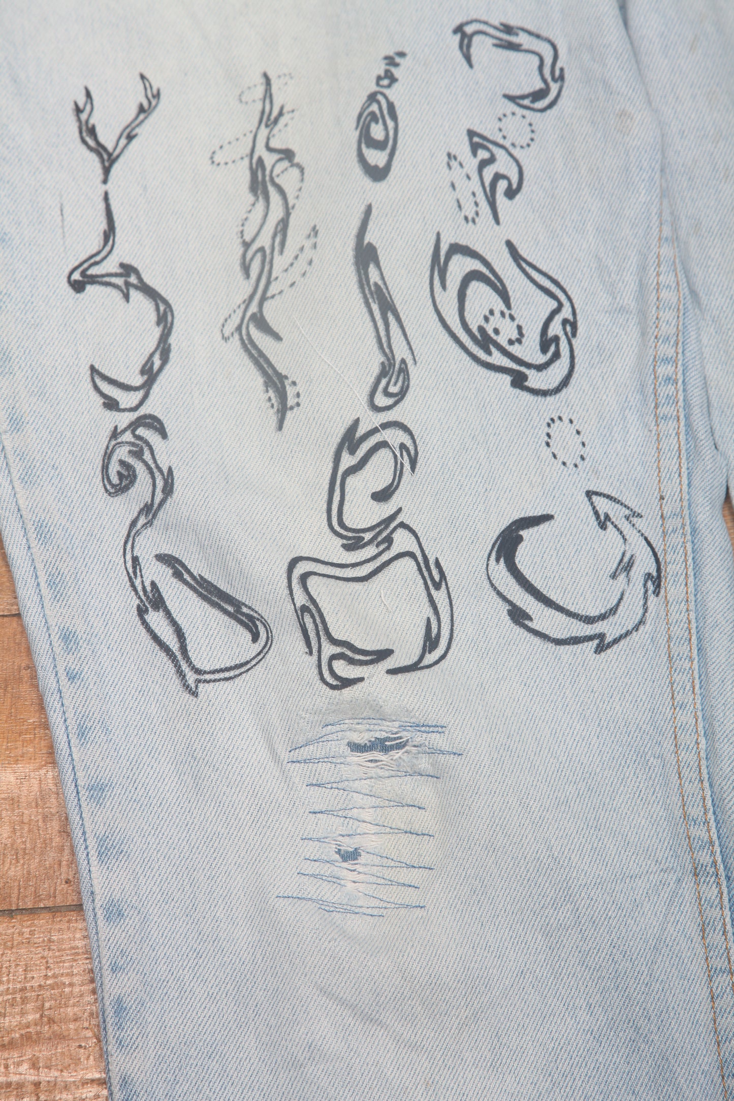 Hand Printed Levi's Jeans (W34)