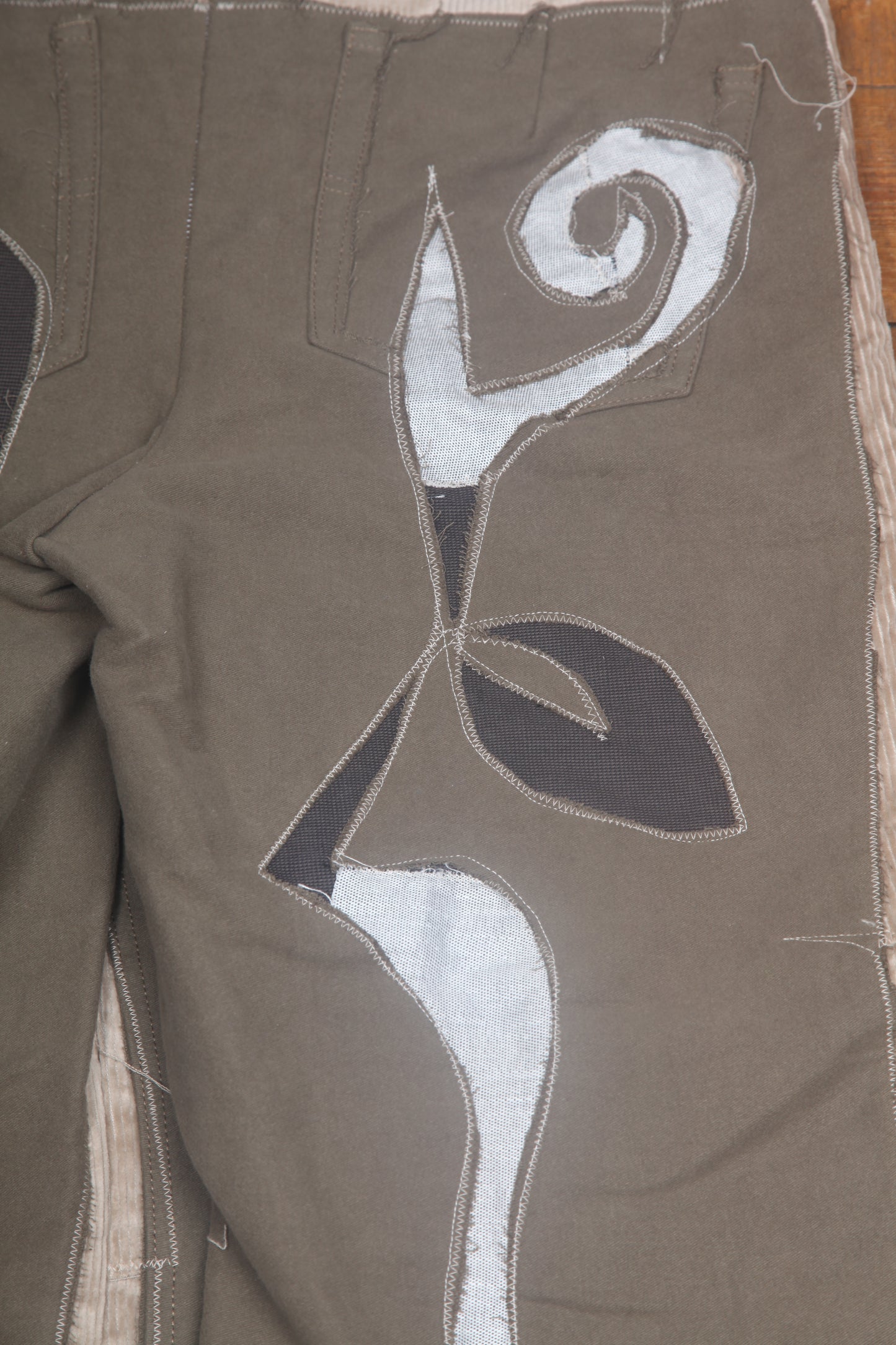 Handmade Moleskin Cotton Appliqué Trousers