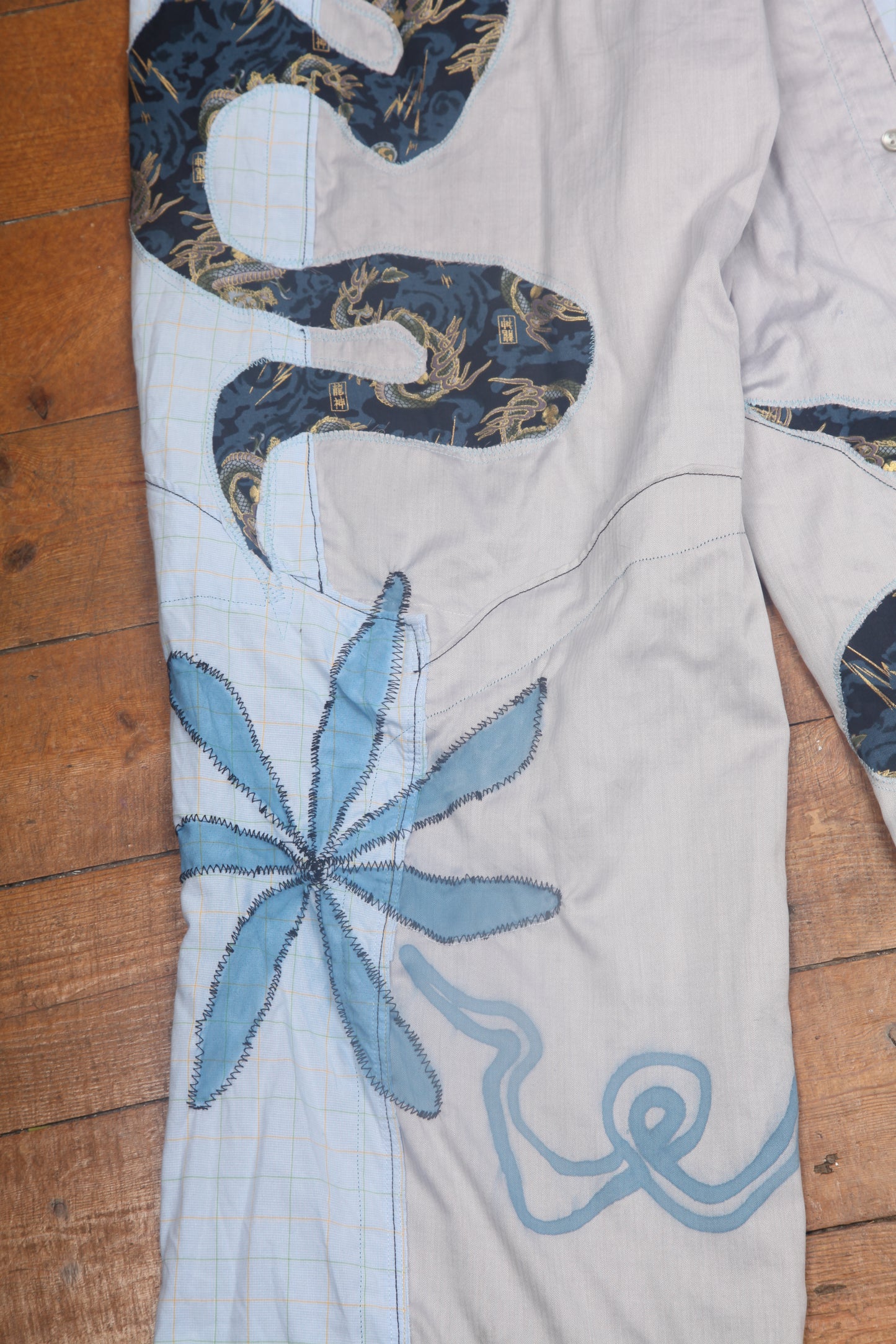 Handmade Appliqué Dragon Trousers (M)