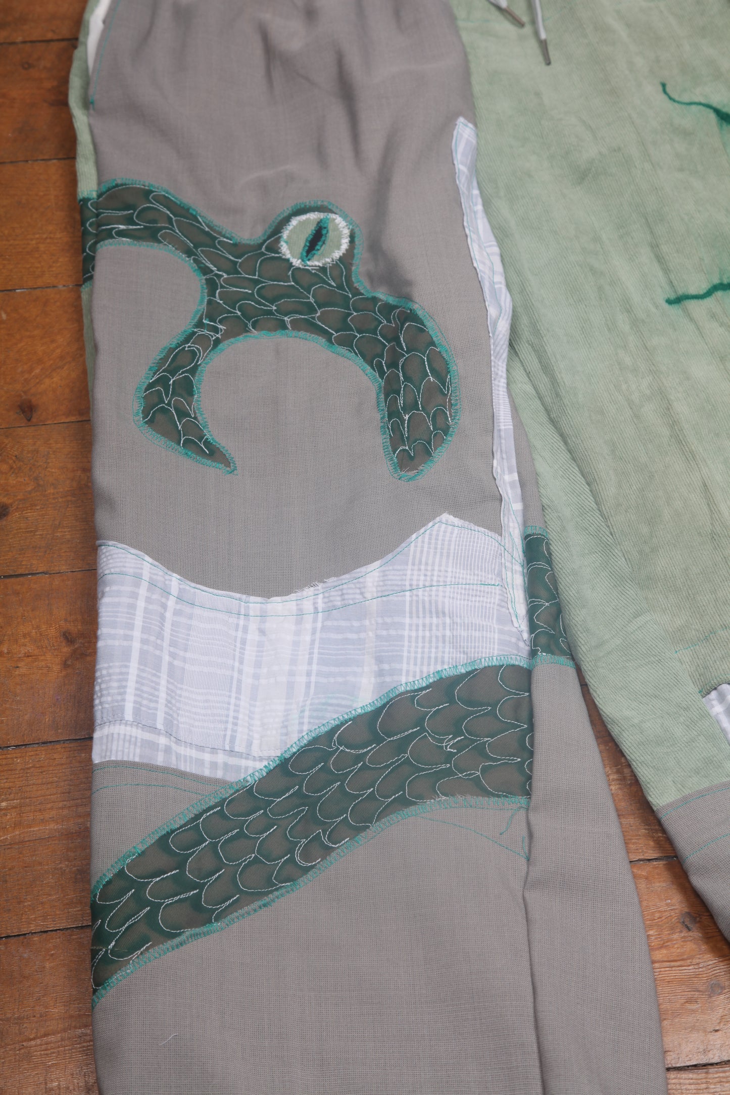 Handmade Appliqué Snake Trousers (L)