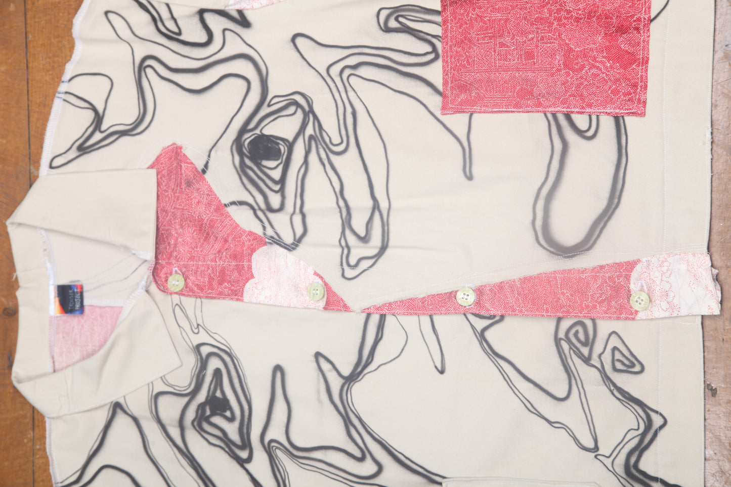 Short Sleeve Patchwork Kimono Shirt (M)