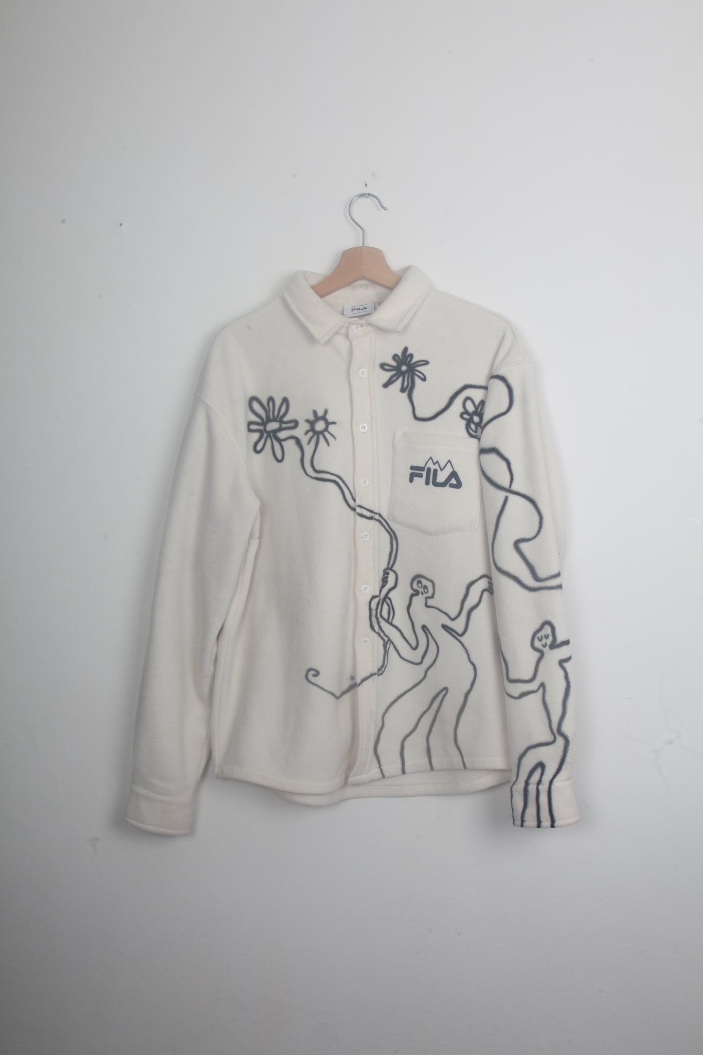 Cream Button Up Fila Upcycled Fleece