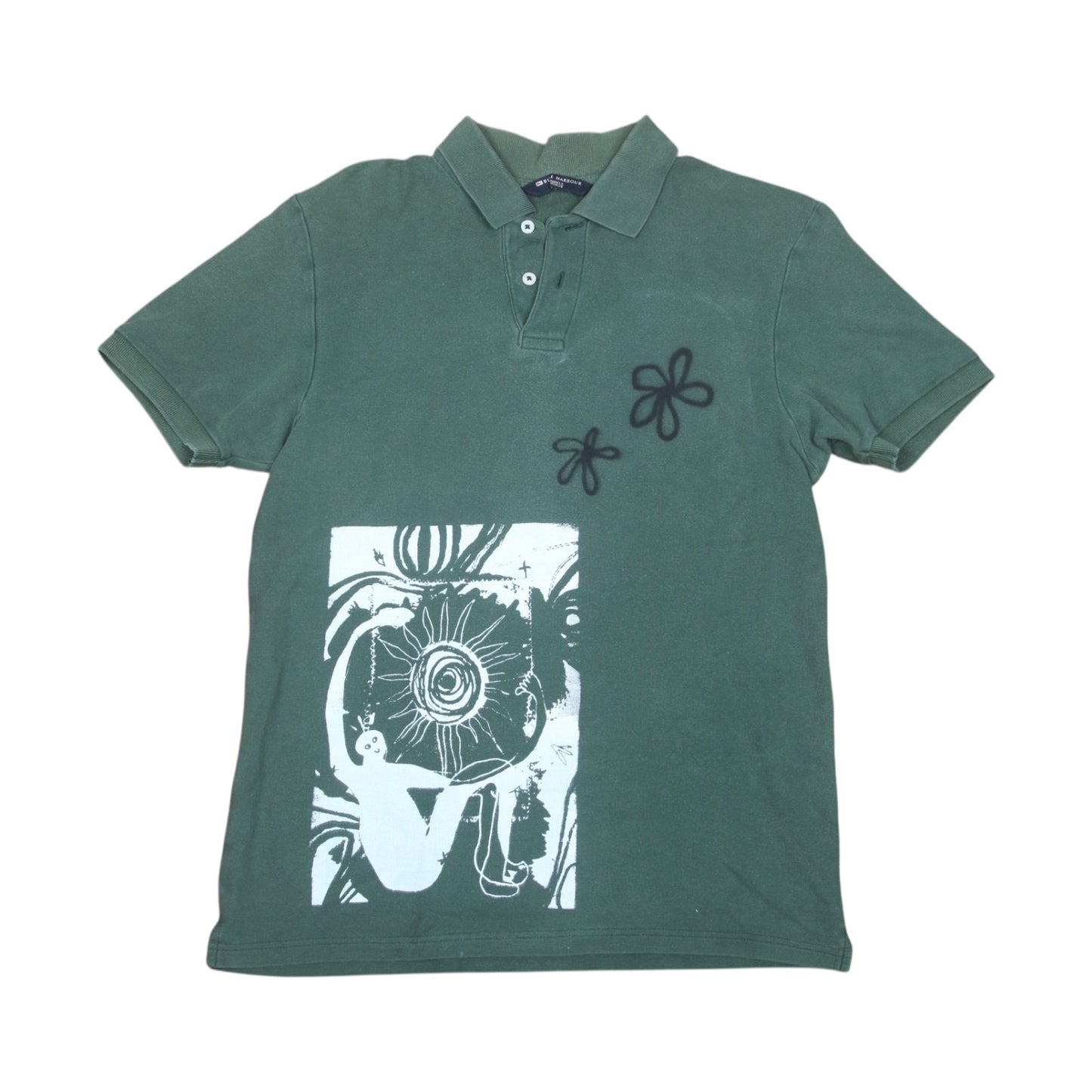 Screenprint Upcycled Green Polo T-Shirt
