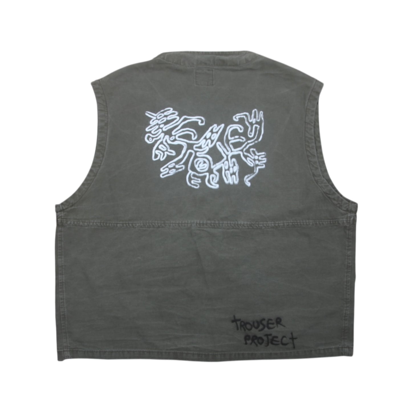 Upcycled Khaki Zip Up Vest (XXL)