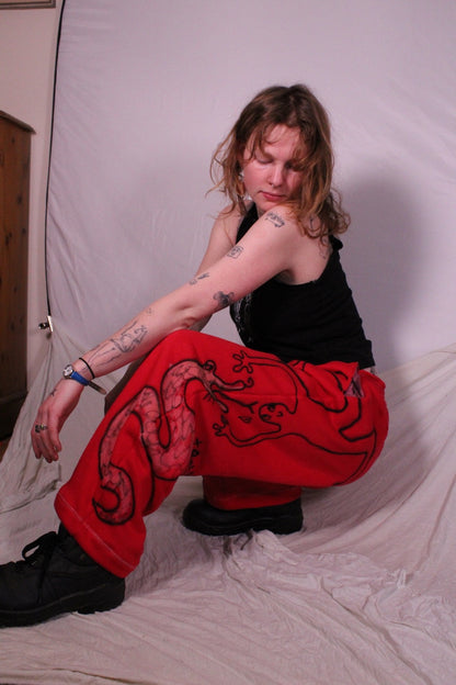 Red Trackies – Deadstock Knit Fleece, 1 of 1 Airbrush Design