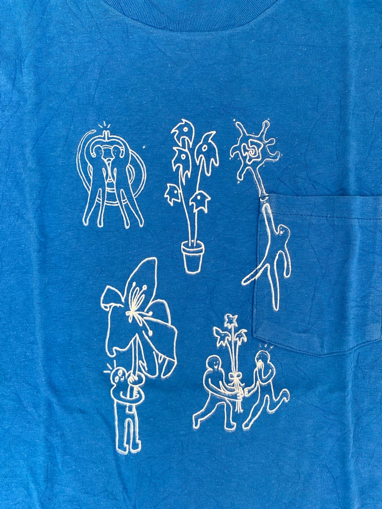Blue Upcycled Pre-Loved T-Shirt – Screen-print designs 1of1 (L)