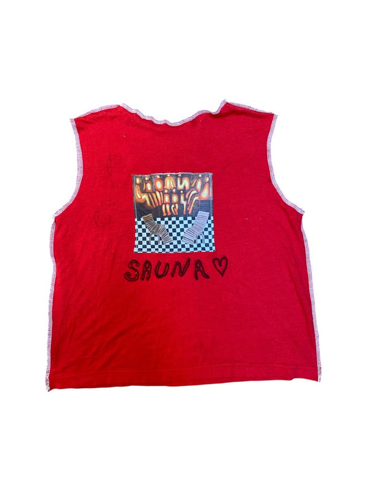 Handmade Unisex Vest Top – Recycled Materials - Sauna tank red