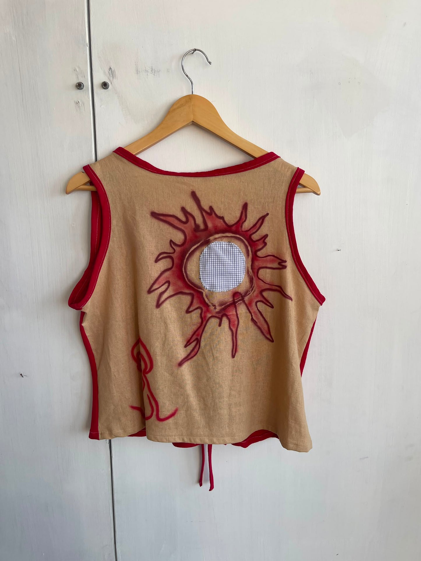 Tie up waistcoat reversible top (L)