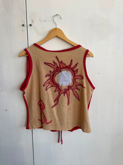 Tie up waistcoat reversible top (L)