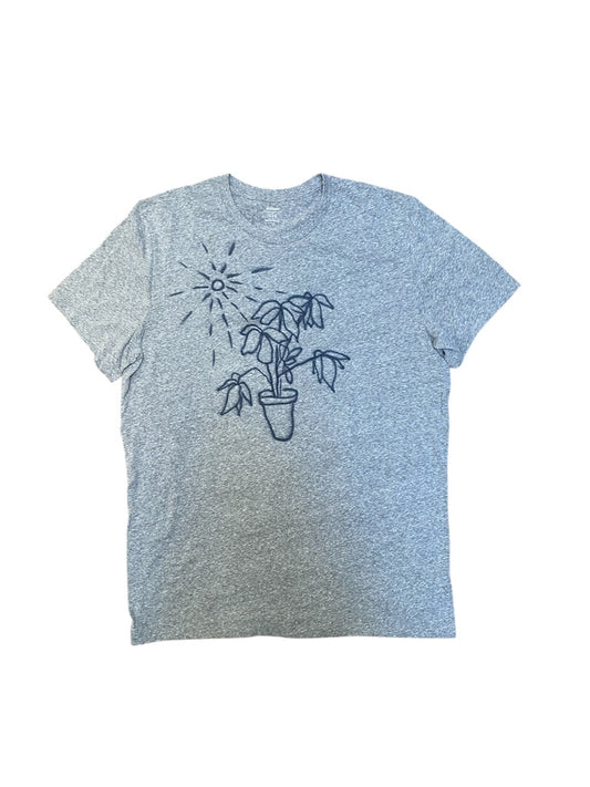 Upcycled Grey Graphic T-Shirt – Airbrush Design, 1of1