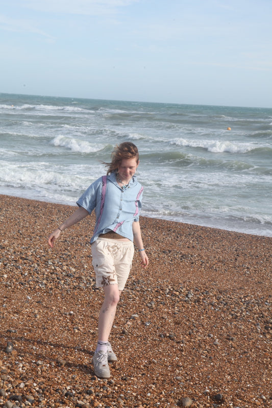 Reworked Screenprint Blue Short Sleeve Shirt