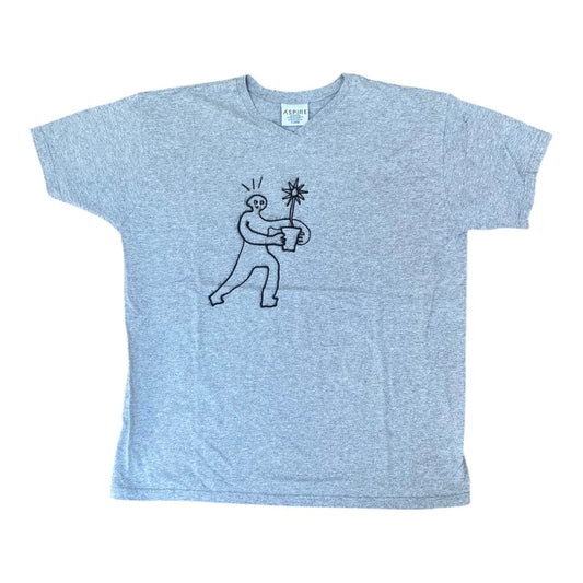 Grey Upcycled Pre-Loved T-Shirt – Airbrush designs 1of1 (L)