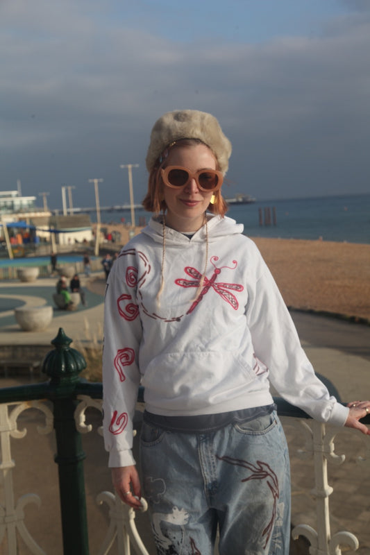 Upcycled White Hoodie Airbrush Designs