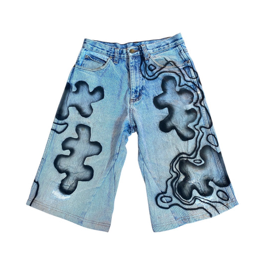 Reworked Levi’s denim shorts with freehand airbrush 1of1 (W29)