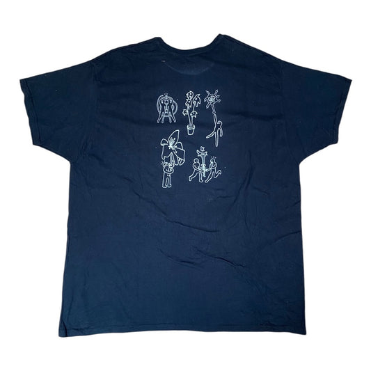 Black Upcycled Pre-Loved T-Shirt – Blue Screen-print designs 1of1 (XL)