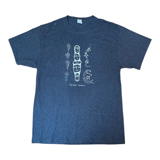 Grey Upcycled Pre-Loved T-Shirt – White Screenprints 1of1 (L)