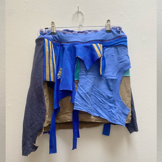 Sustainable Blue Skort – Handmade from Fabric Scraps (L)