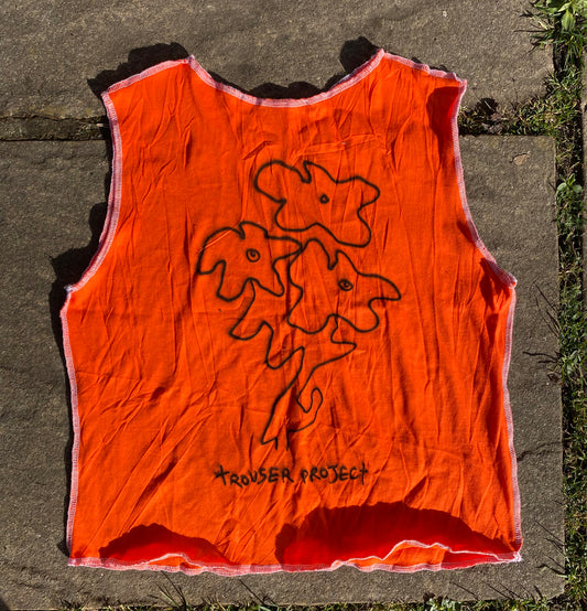 Handmade Reversible Orange Tank Top – Airbrushed flower design 1of1 Design