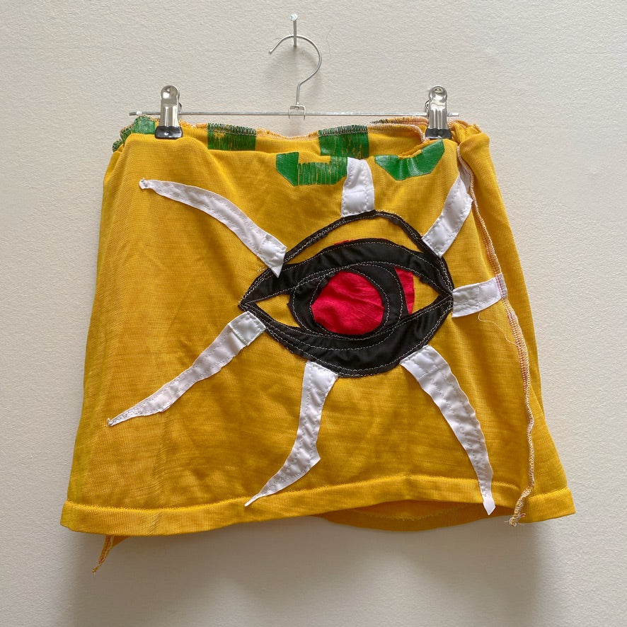 Sustainable Yellow Mini Skort – Handmade from Fabric Scraps (M)