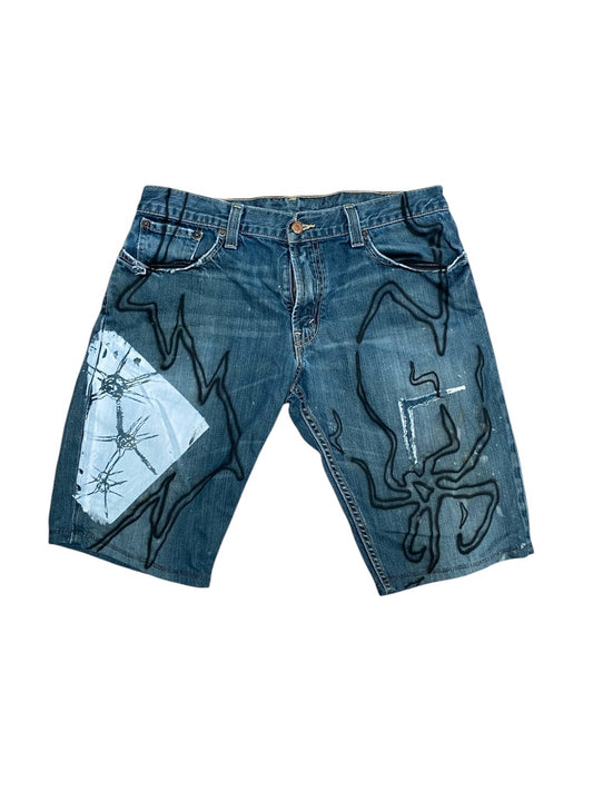 Upcycled Vintage Levi’s Denim Jorts – Reworked & Airbrushed (W33")