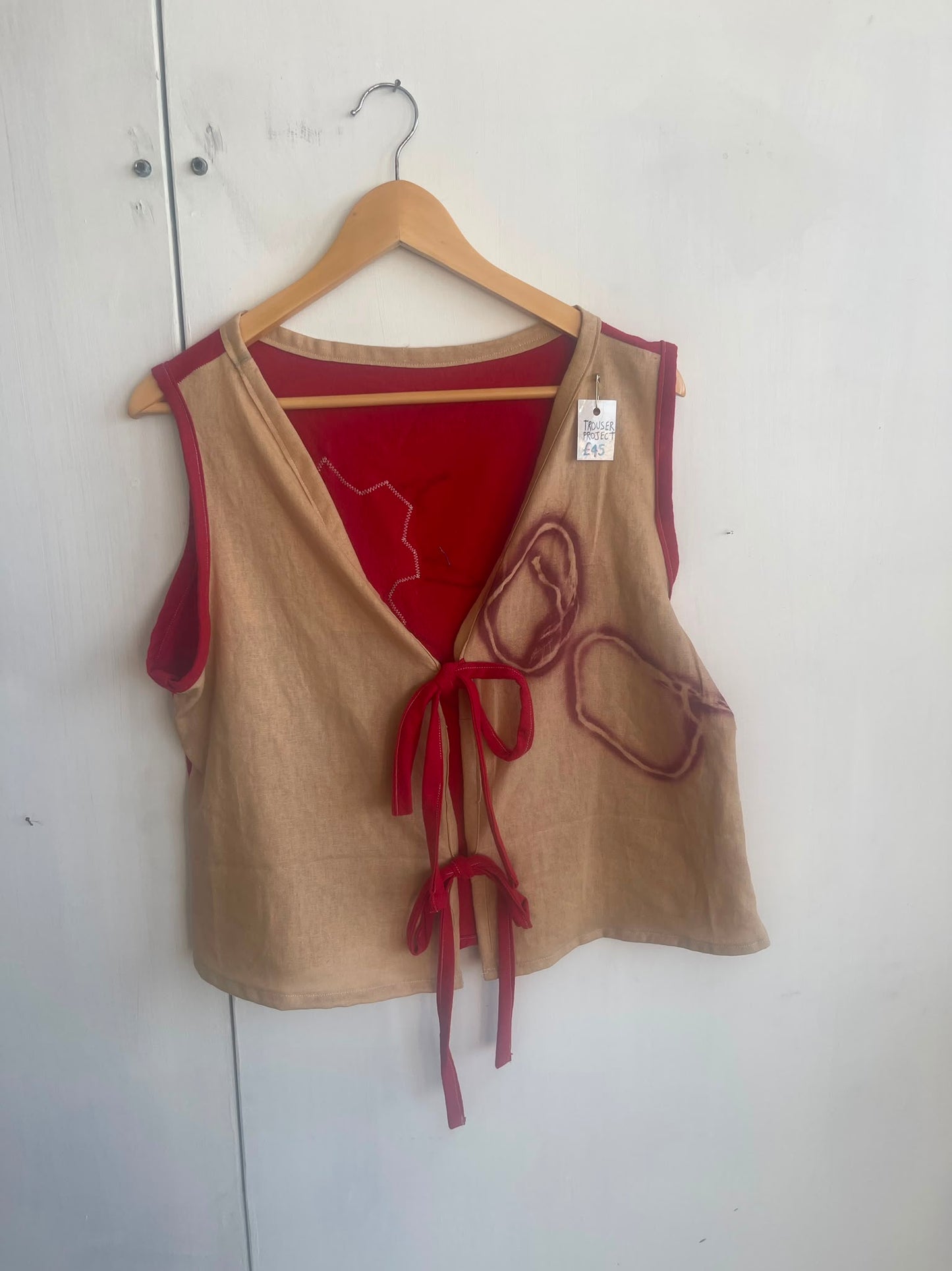 Tie up waistcoat reversible top (XL)