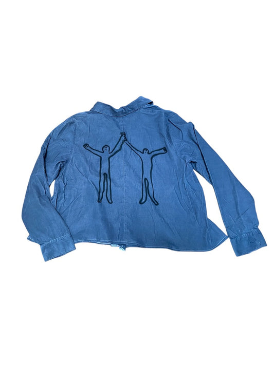 Reworked Blue Corduroy Shirt – Vintage, 1 of 1 Angels design