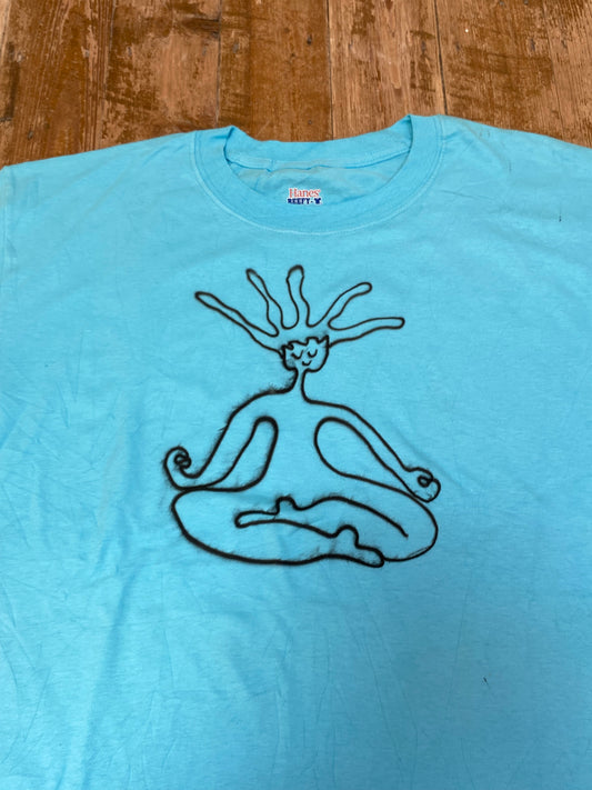 Upcycled Blue T-Shirt – Airbrush design & 1of1