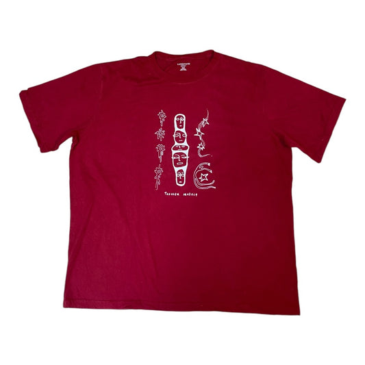 Red Upcycled Pre-Loved T-Shirt – White Screen-print graphics 1of1 (XXL)