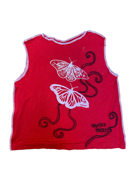 Handmade Unisex Vest Top – Recycled Materials - Sauna tank red