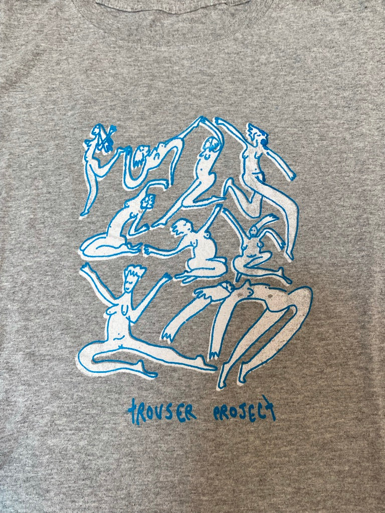 Grey Upcycled Pre-Loved T-Shirt – White Screen-print naked ladies 1of1 (L)