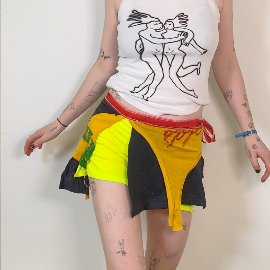 Sustainable Wrap Tie Skort – Handmade from Fabric Scraps (S)