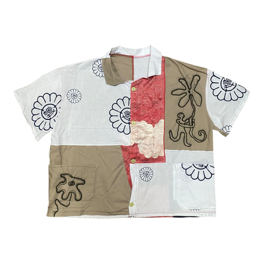 Summer short sleeve patchwork shirt