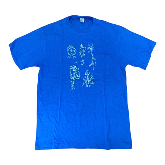 Blue Upcycled Pre-Loved T-Shirt – Screen-print designs 1of1 (L)