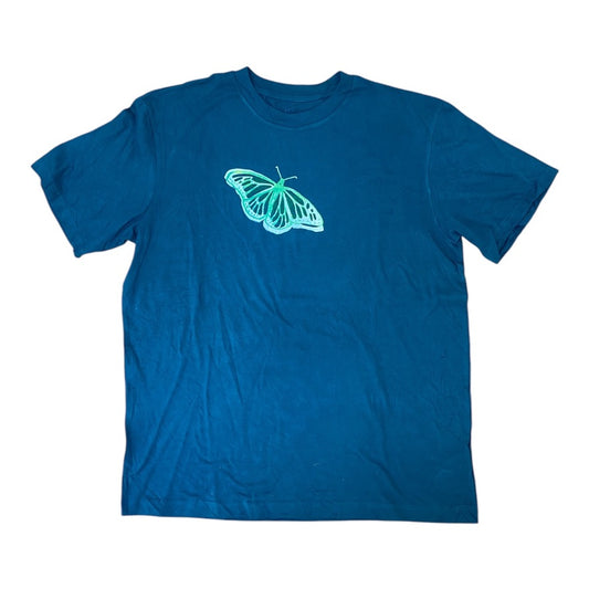 Upcycled Pre-Loved T-Shirt – Screenprint butterfly 1of1 (XL)
