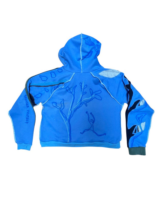 Baby Blue Zip-Up Hoodie – 1 of 1, Handmade from Deadstock Fabric