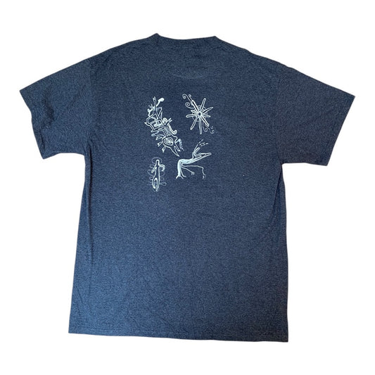 Grey Upcycled Pre-Loved T-Shirt – White Screenprints 1of1 (L)