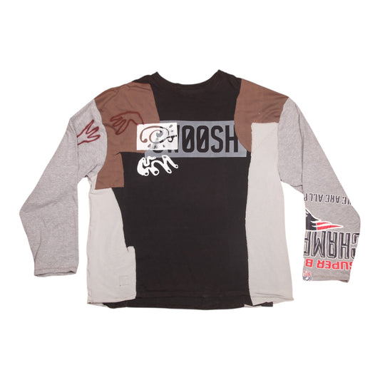 Reworked patchwork screenprint long sleeve Tee (XL)