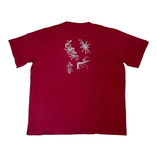 Red Upcycled Pre-Loved T-Shirt – White Screen-print graphics 1of1 (XXL)